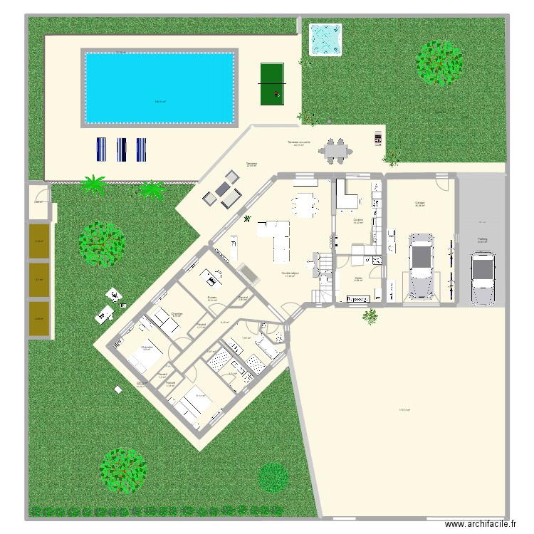 Maison Ave des Pins. Plan de 30 pièces et 975 m2