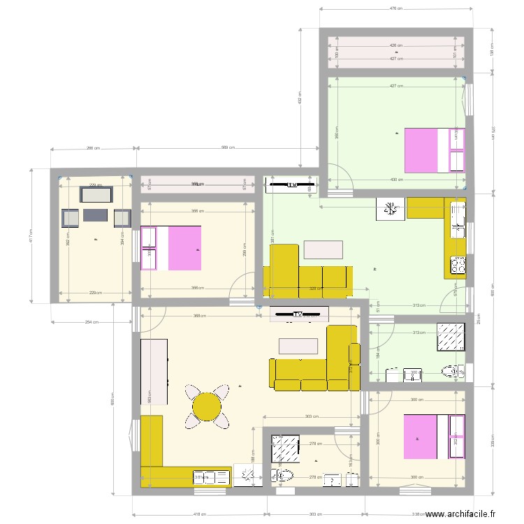 extension bas T3 et T2 sans meubles. Plan de 0 pièce et 0 m2
