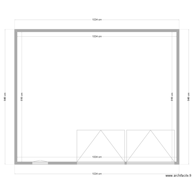 garage3 murs. Plan de 1 pièce et 82 m2