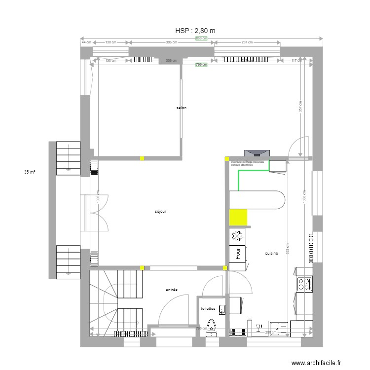 Enghien travaux rez de chaussée 06 11 2020 essai cuisine. Plan de 0 pièce et 0 m2