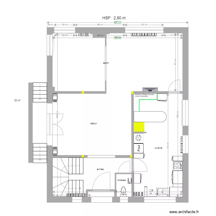 Enghien travaux rez de chauss&eacute;e 06 11 2020 essai cuisine. Plan de 