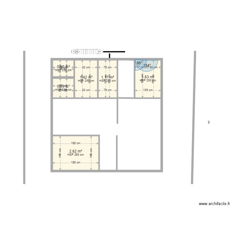 REHABILITATION. Plan de 6 pièces et 8 m2