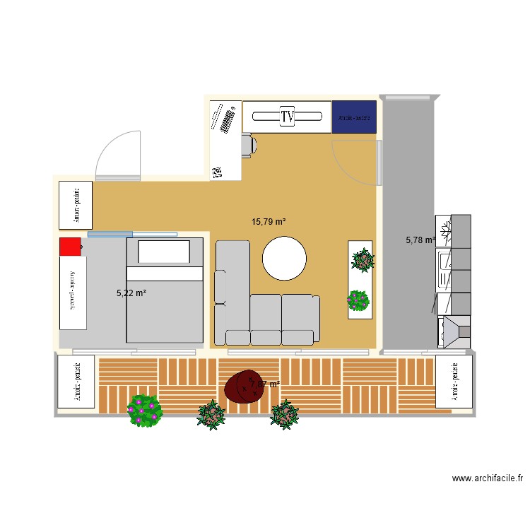 idée 3. Plan de 4 pièces et 35 m2