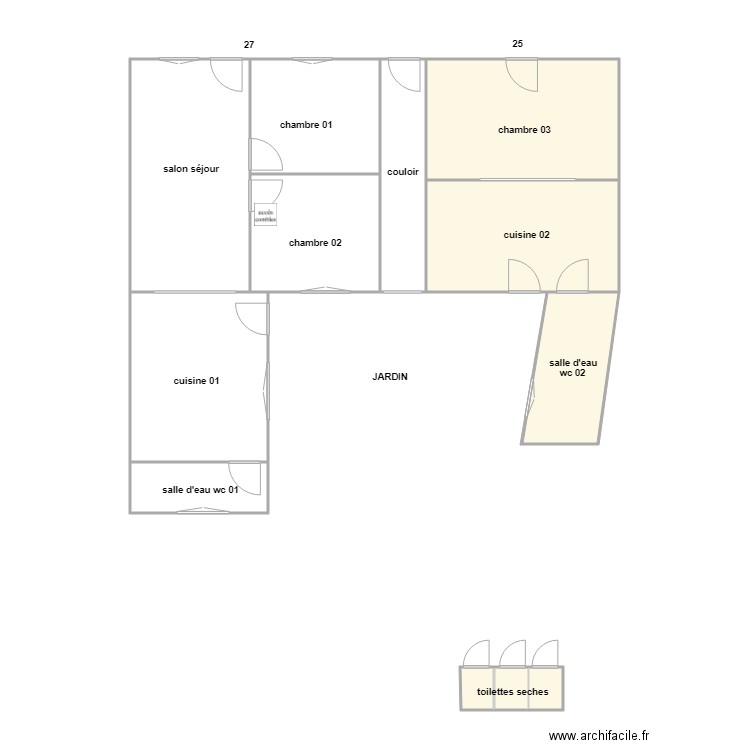 lenoir moutier am. Plan de 12 pièces et 99 m2