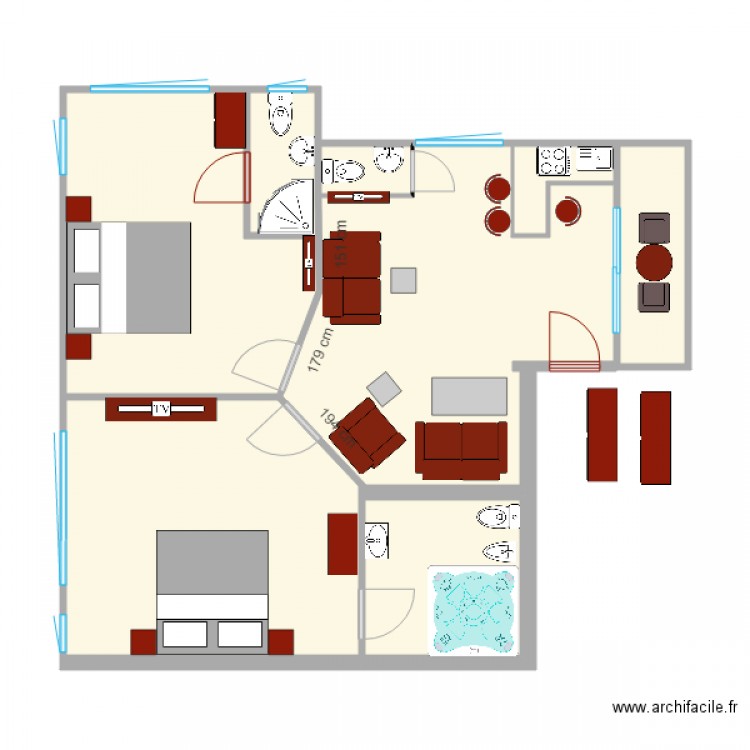 suitemodif2. Plan de 6 pièces et 69 m2