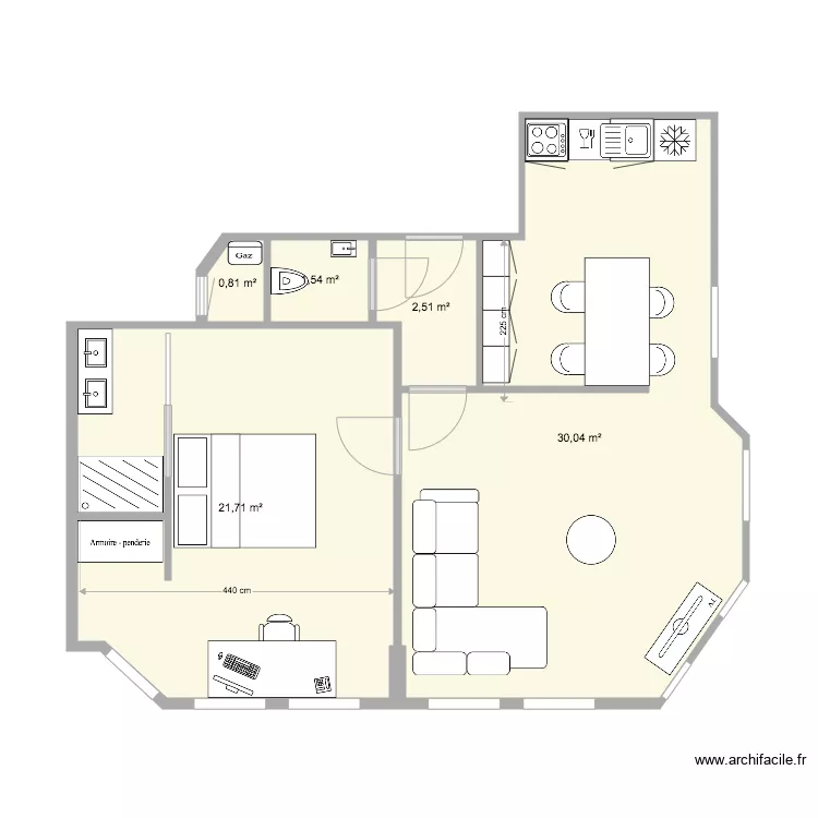 Appart 1er Soignies meubl&eacute; V3. Plan de 