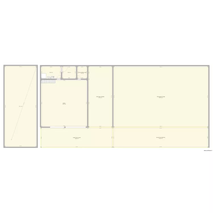 Stockage et atelier et aire de lavage. Plan de 