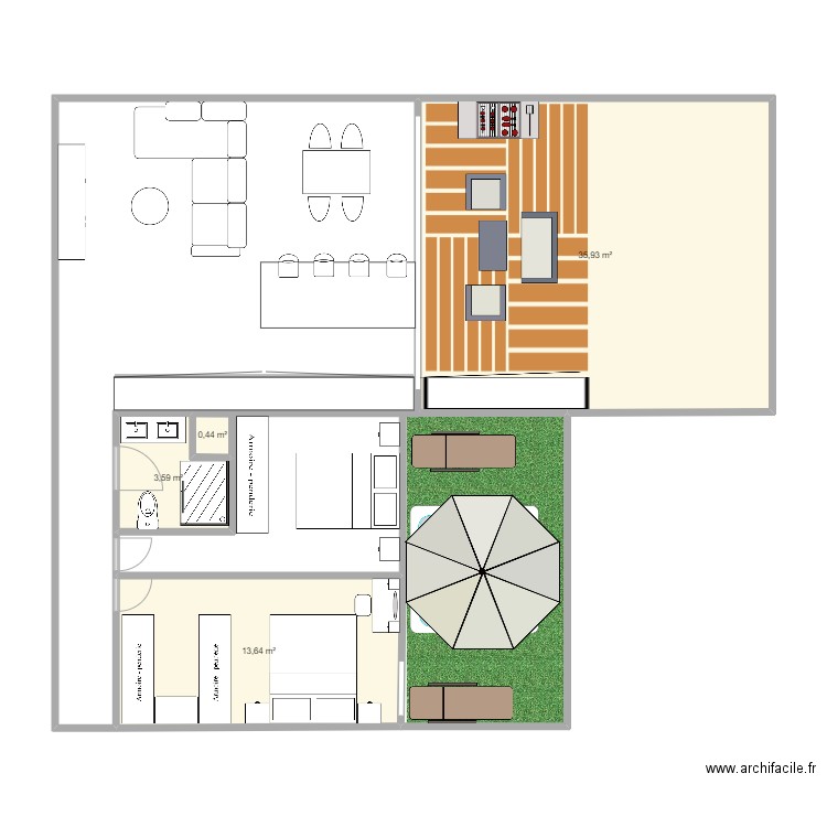 vd sds. Plan de 4 pièces et 54 m2