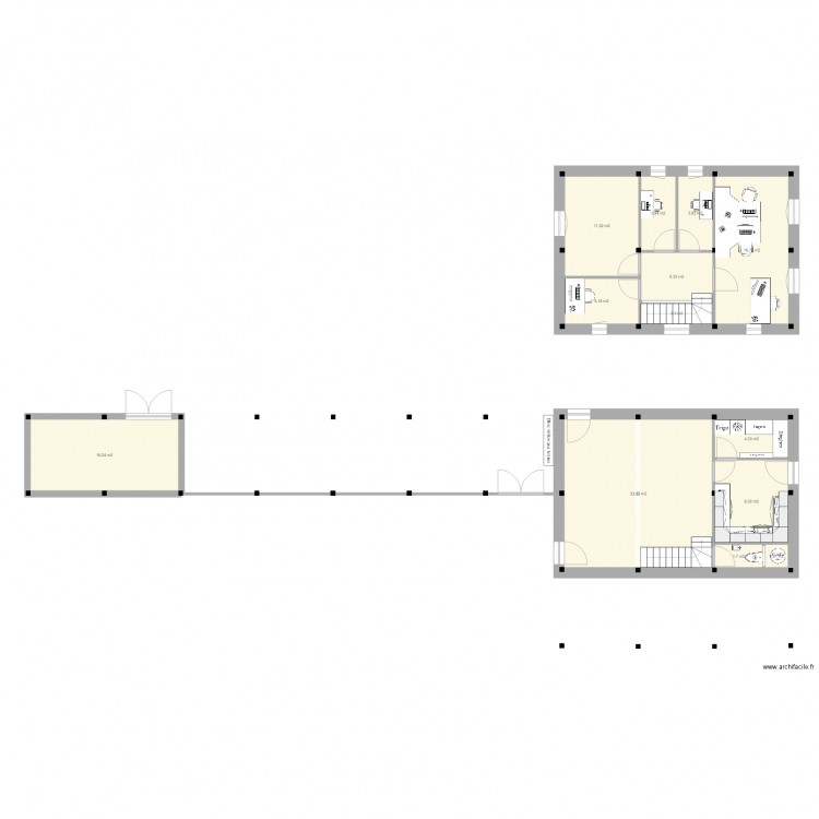 tiers-lieu dessin Mélia. Plan de 13 pièces et 115 m2