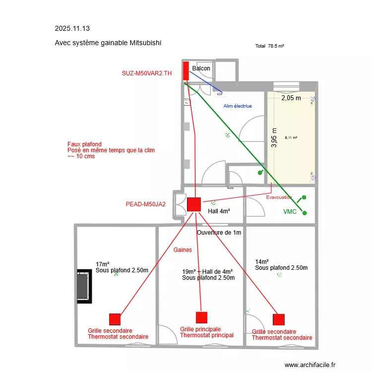 13 Gb Clim Gainable + VMC. Plan de 