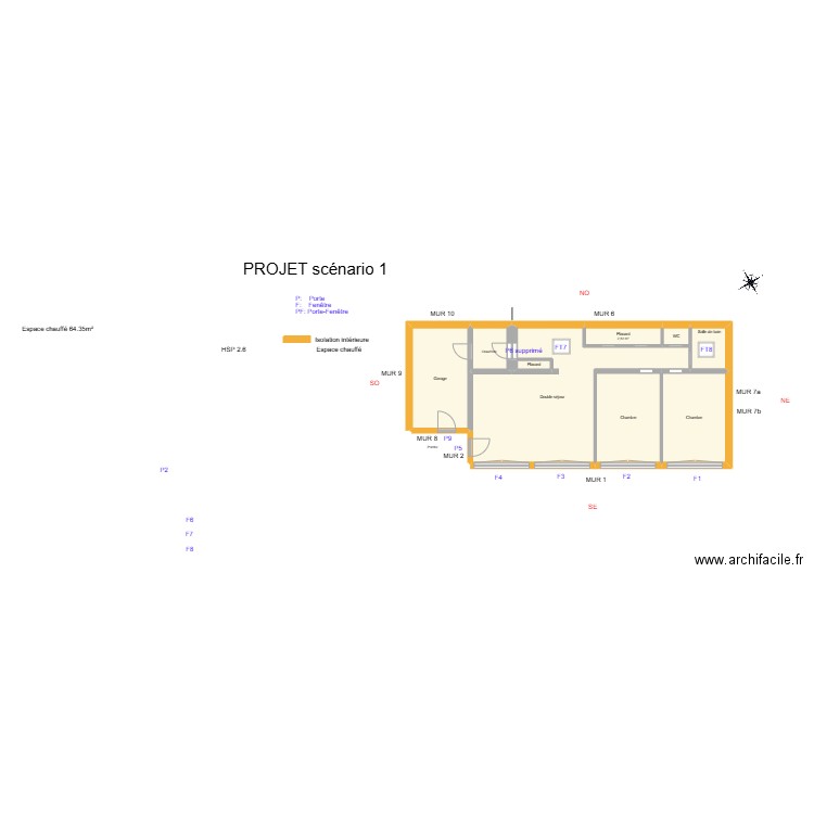 LAHALLE_ Projet. Plan de 10 pièces et 83 m2