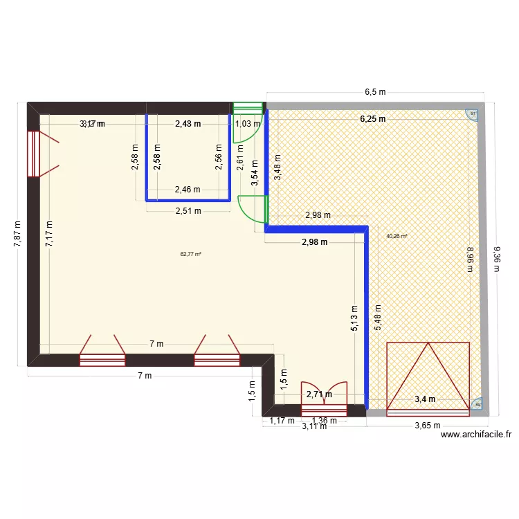 nadegeRDC. Plan de 2  et 103 m²