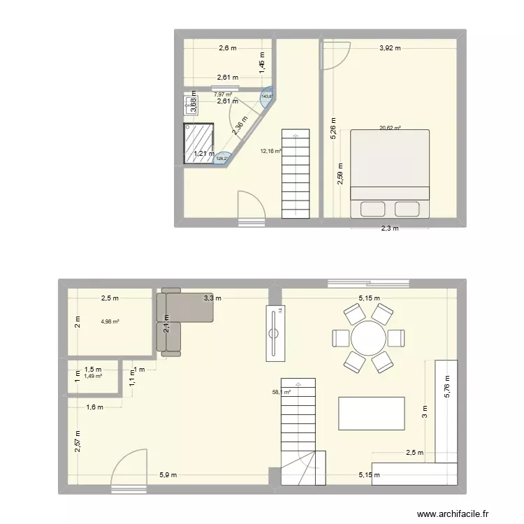 maison entière. Plan de 6 Pièces et 105 m² maison entière. Plan de 6 Pièces et 105 m²