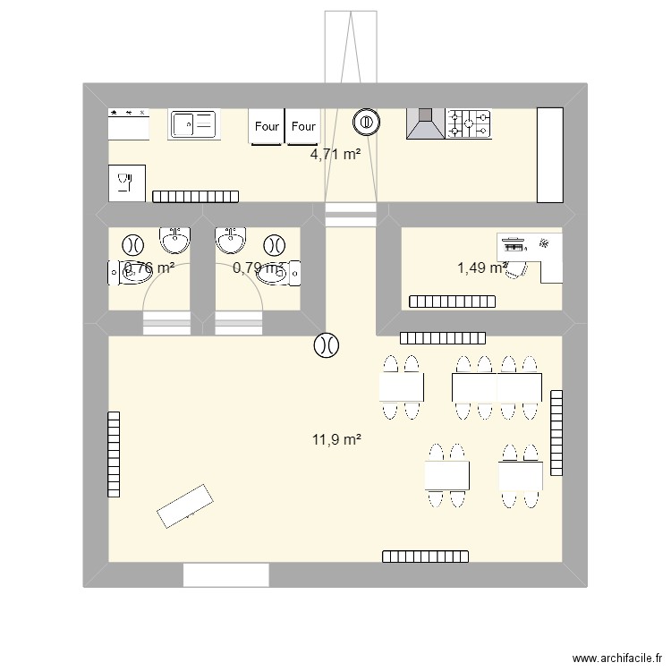 resto. Plan de 5 pièces et 20 m2