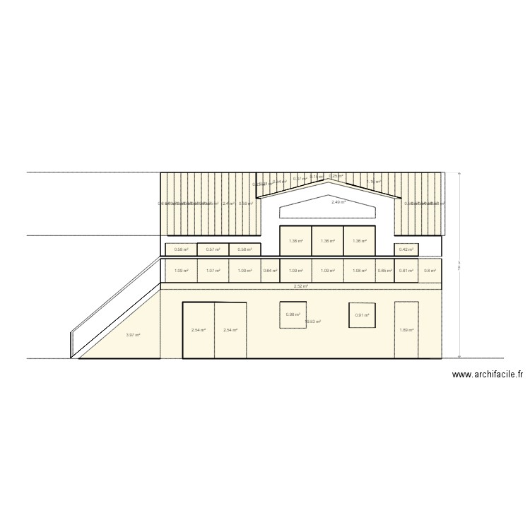 façade sud APC 2. Plan de 0 pièce et 0 m2