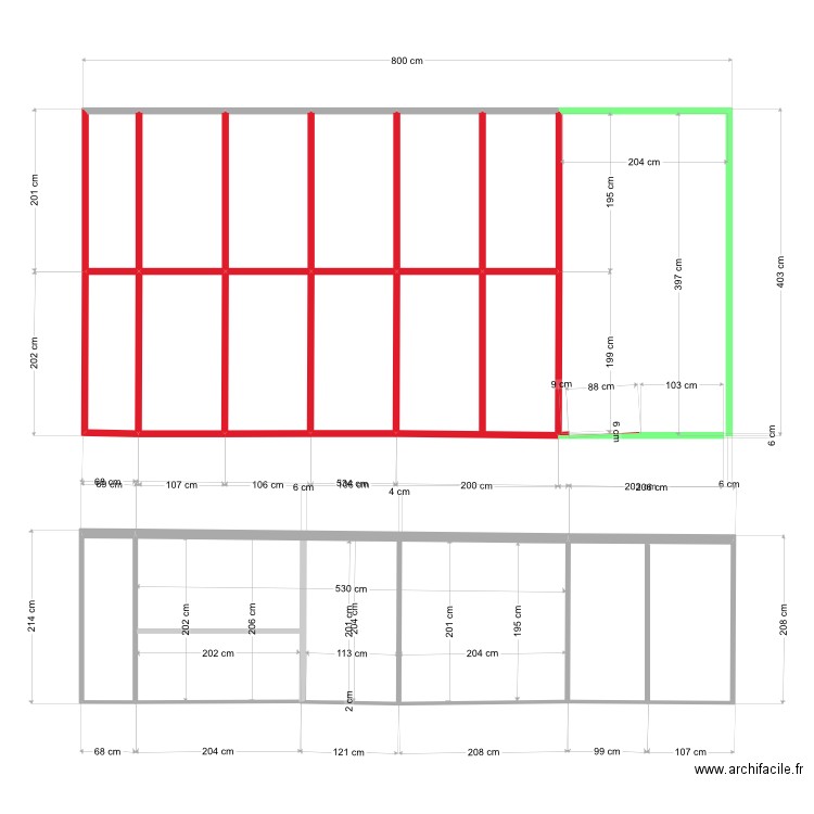 Structure acier houseboats . Plan de 13 pièces et 26 m2