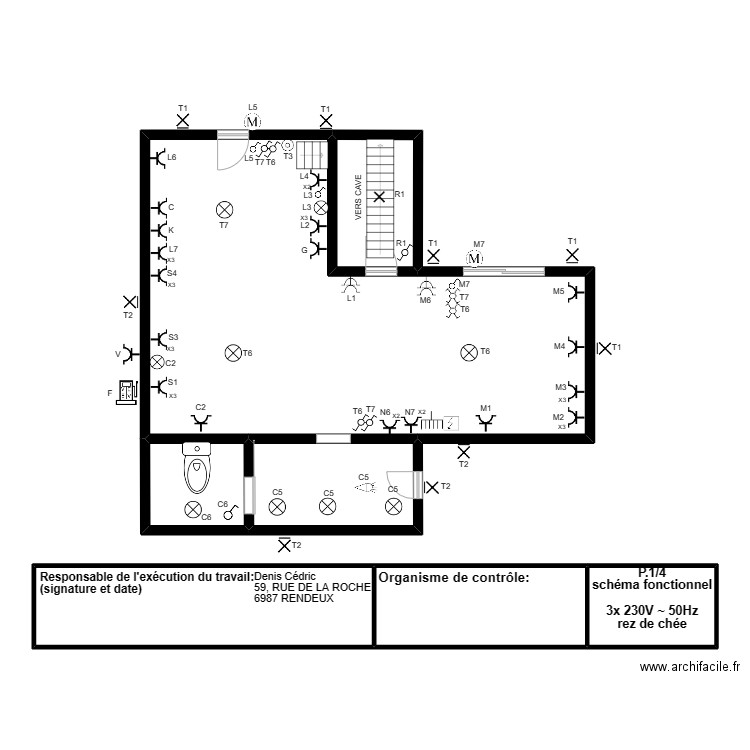 Cédric RDC. Plan de 7 pièces et 157 m2