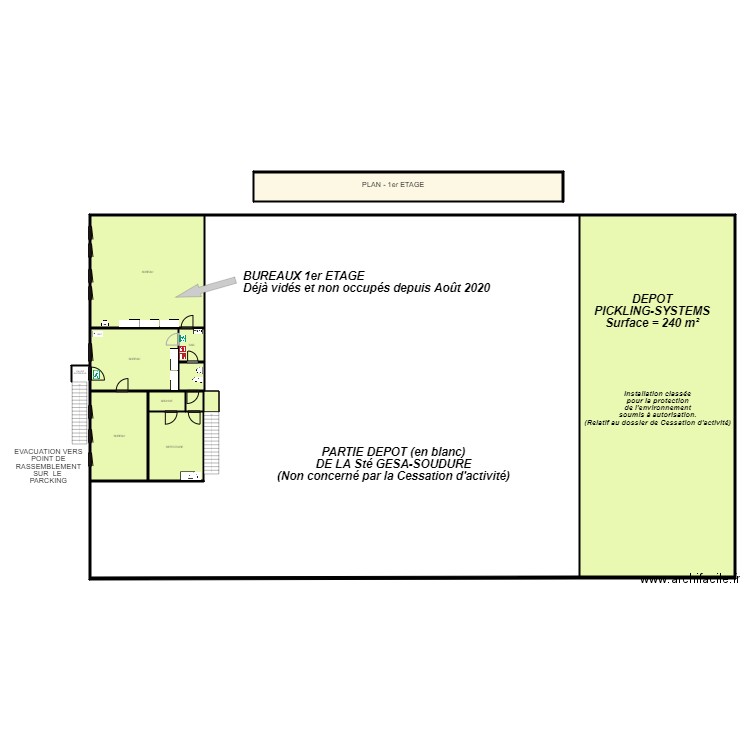 plan bureaux 1er etage CESSATION. Plan de 11 pièces et 1114 m2