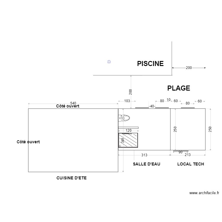 POOL HOUSE vue dessus v4. Plan de 0 pièce et 0 m2