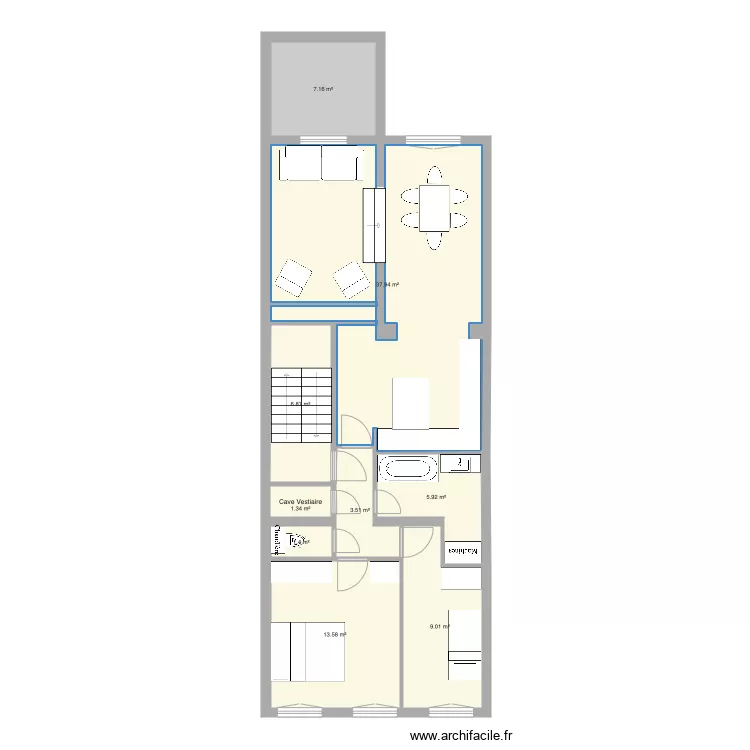 Tabellion 1e &eacute;tage version 5. Plan de 0 pièce et 0 m2