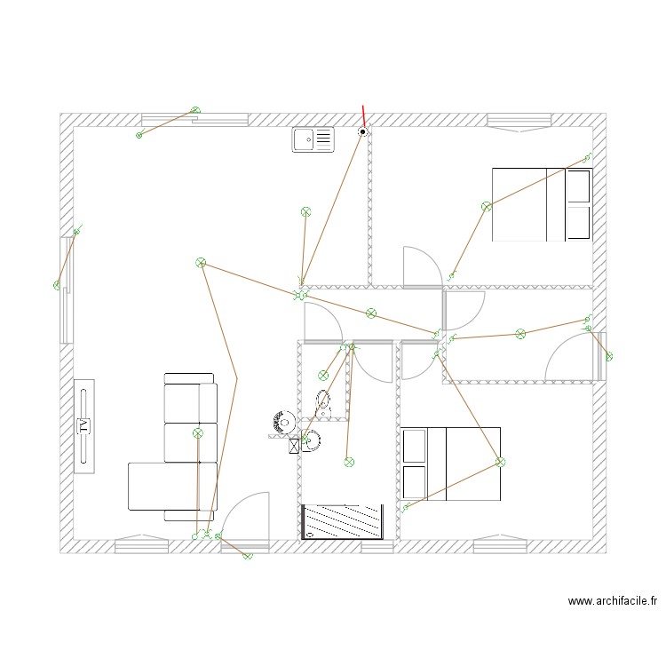 ECL. Plan de 6 pièces et 74 m2