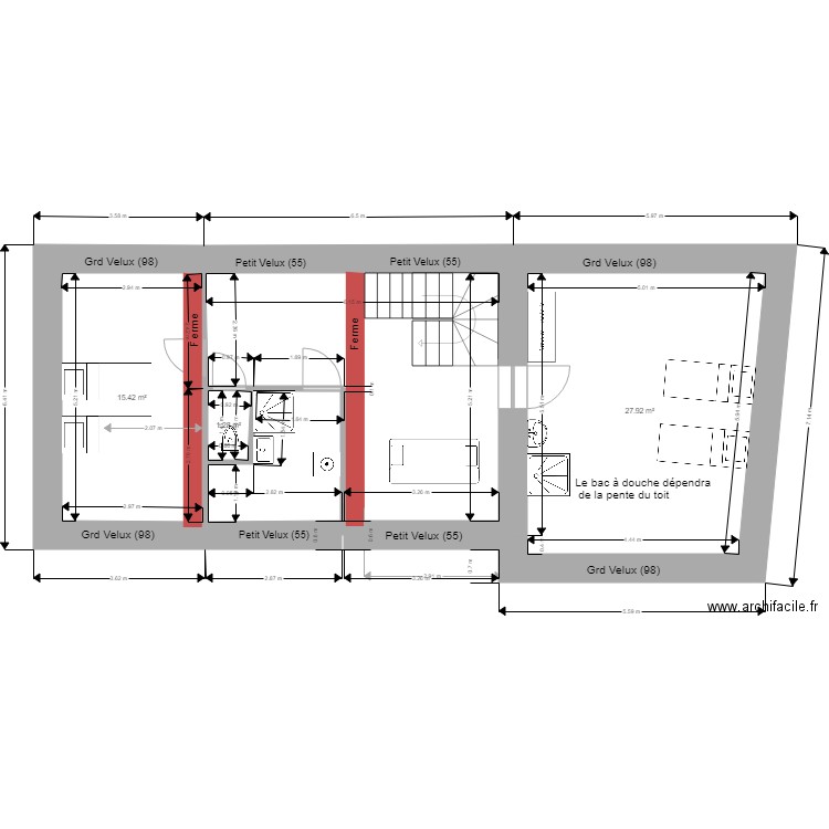 ICTUS3 étage SdB aménagement. Plan de 0 pièce et 0 m2