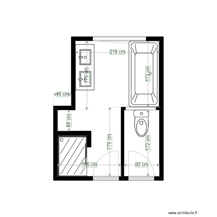 Plan existant Dupoty. Plan de 2 pièces et 8 m2