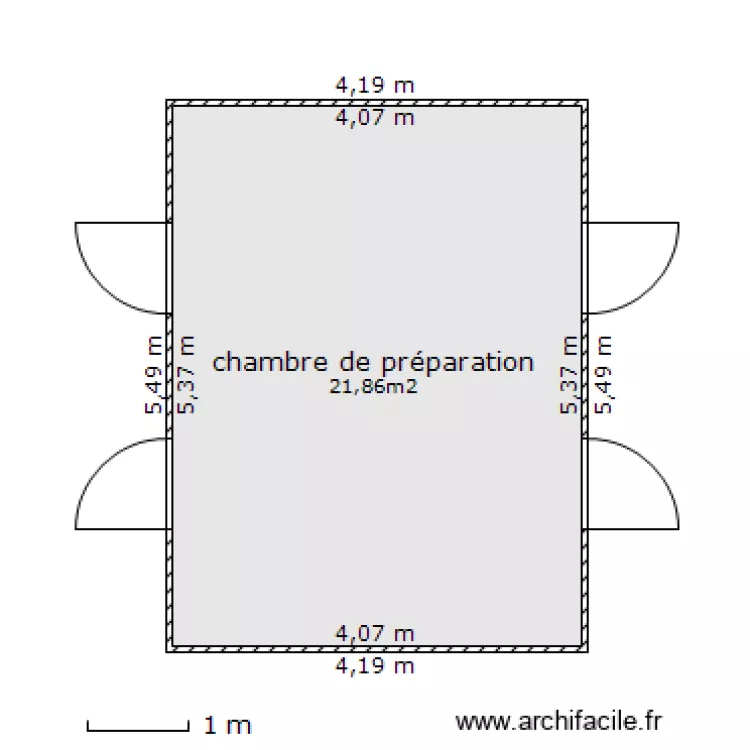 chambre froide. Plan de 