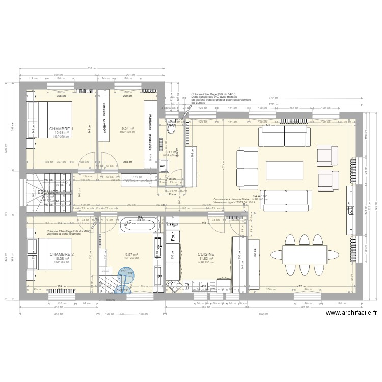 PLAN RDC LUISANT salle de bains modifiée Chauffage. Plan de 0 pièce et 0 m2