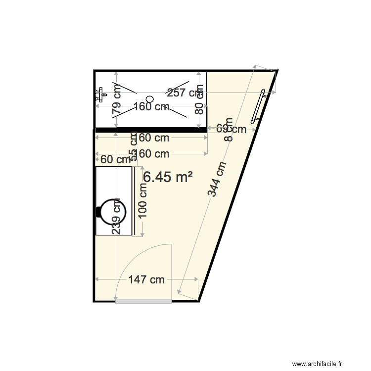 salle de bains douche à gauche meuble la bulle verte. Plan de 0 pièce et 0 m2