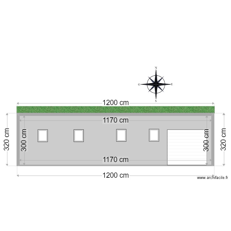 grange facade sud. Plan de 1 pièce et 35 m2