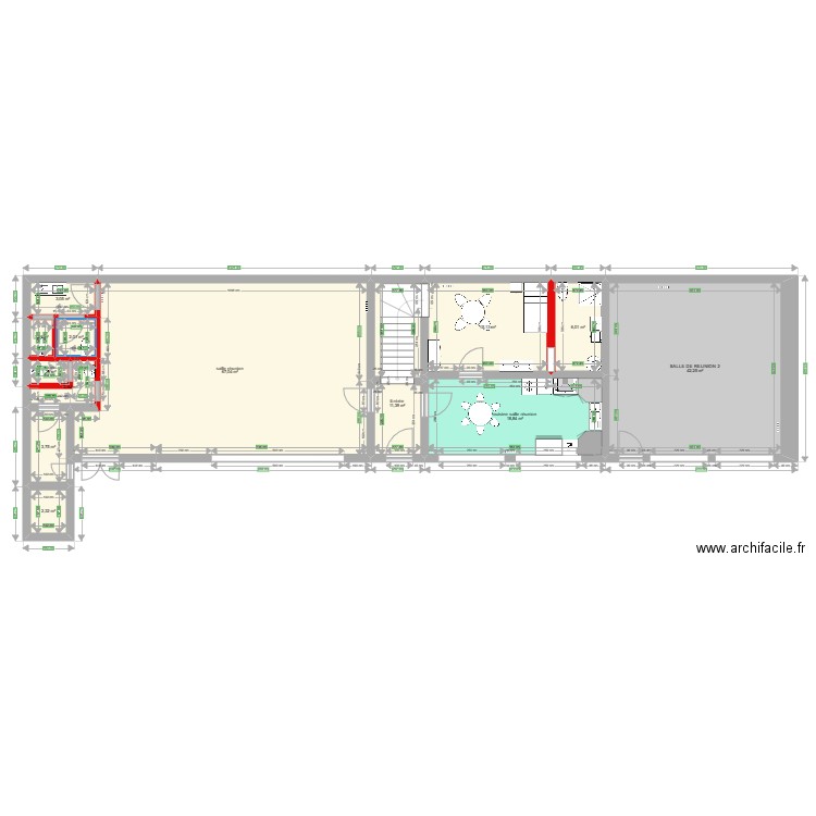 SALLES PAROISSIALES RDC MODIFIE 2 V03. Plan de 13 pièces et 177 m2