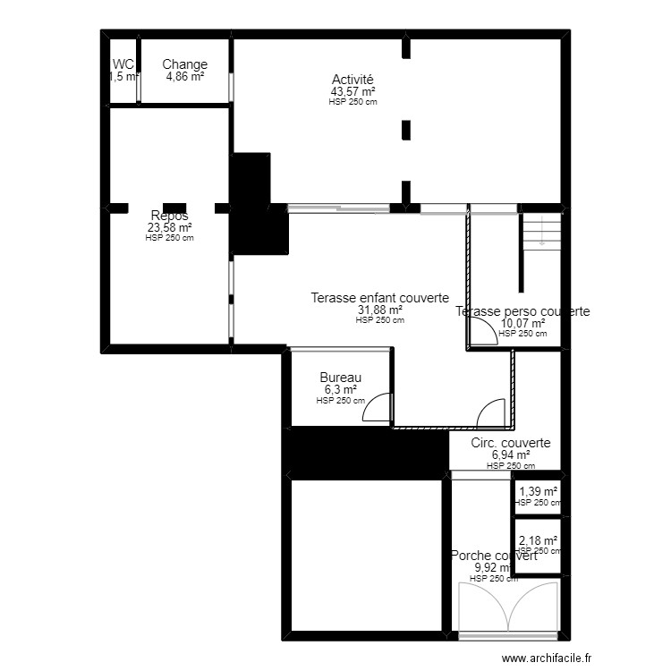 92 Genevilliers 13 Gallot PROJET PMI V ArL 290822. Plan de 14 pièces et 170 m2