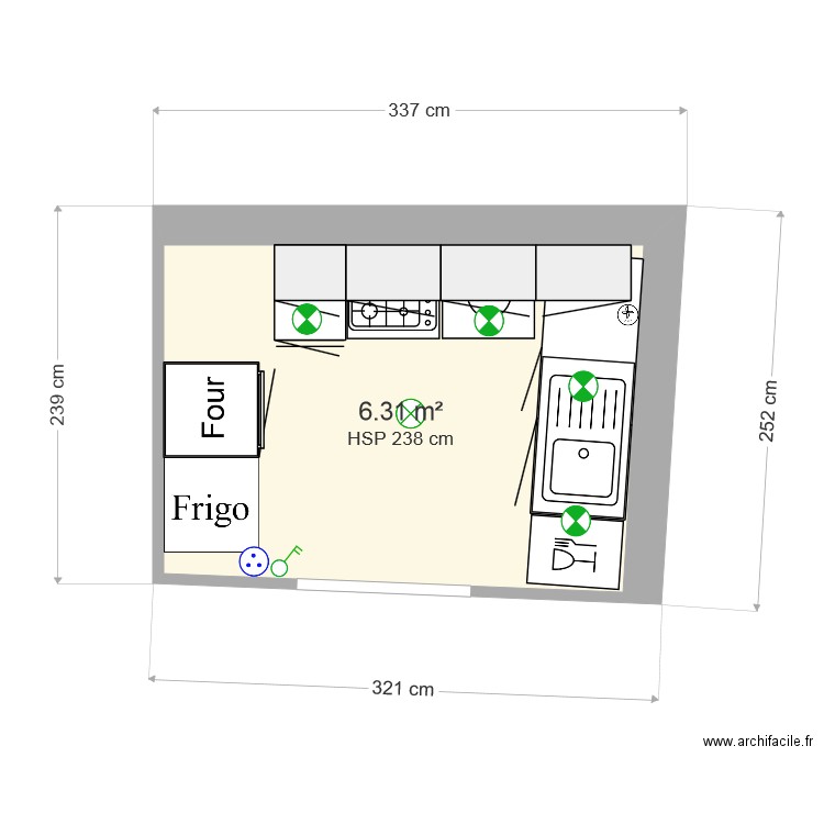 Cuisine 6m2. Plan de 0 pièce et 0 m2