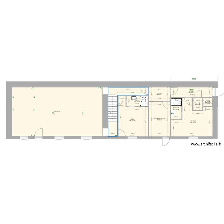 rez de chausse. Plan de 11 pièces et 116 m2