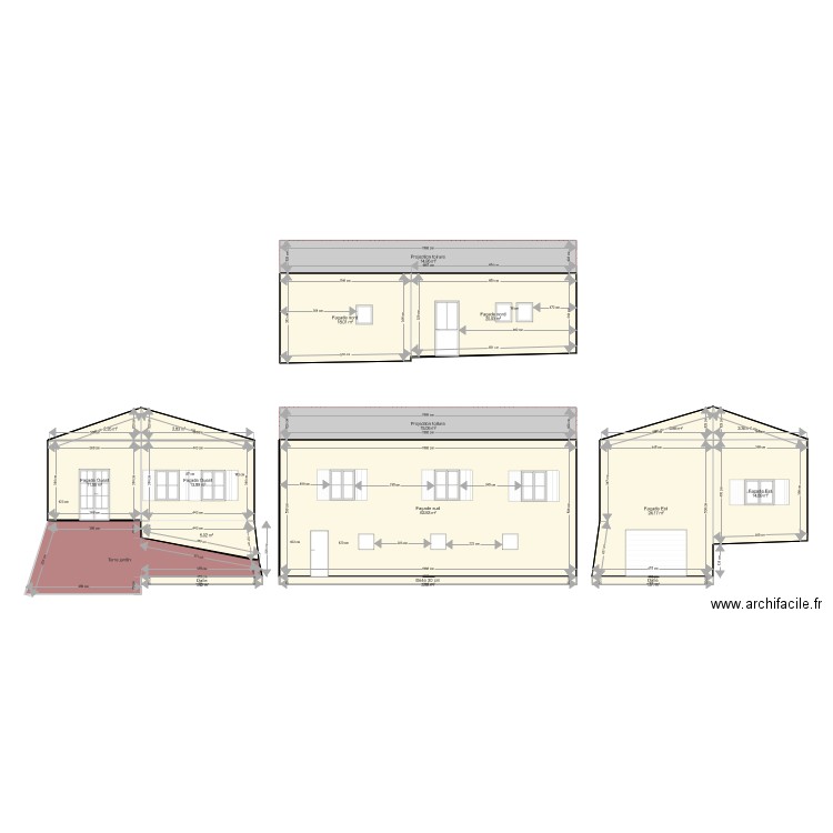 Plan façades. Plan de 0 pièce et 0 m2