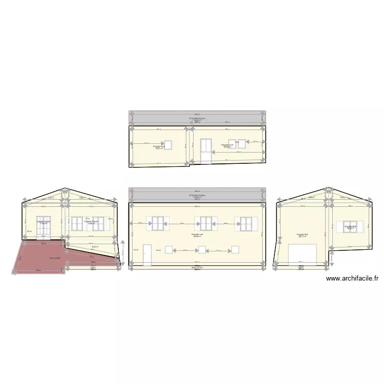 Plan fa&ccedil;ades. Plan de 