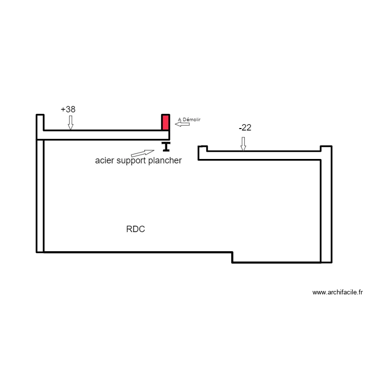 COUPE EXISTANT. Plan de 