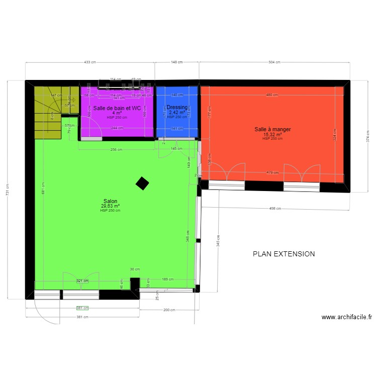 RDC FINAL SANS COULOIR 1. Plan de 6 pièces et 51 m2