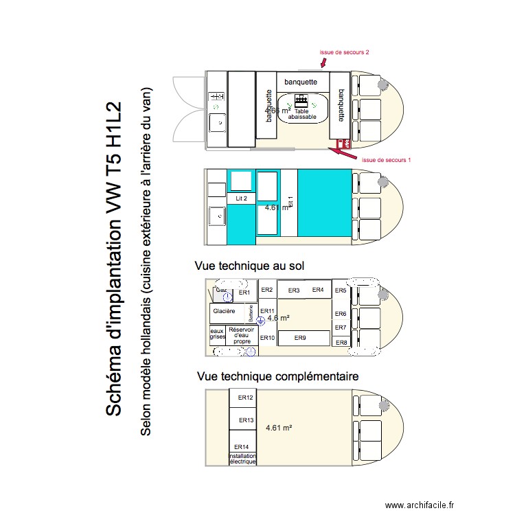 plan VW T5 V3. Plan de 0 pièce et 0 m2