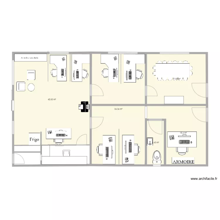 6 bureaux. Plan de 6 bureaux. Plan de