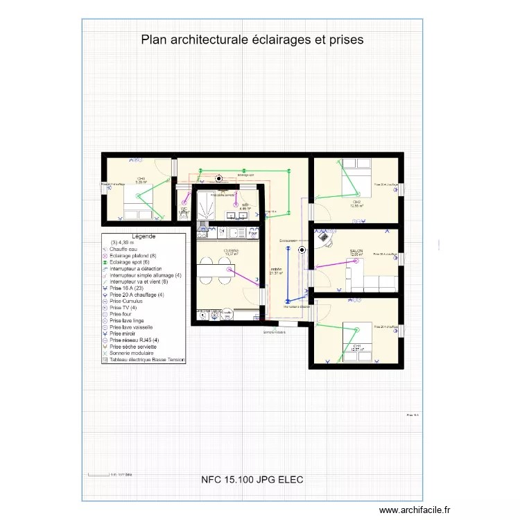 APPART ALIMENTATION LUMIERE. Plan de 