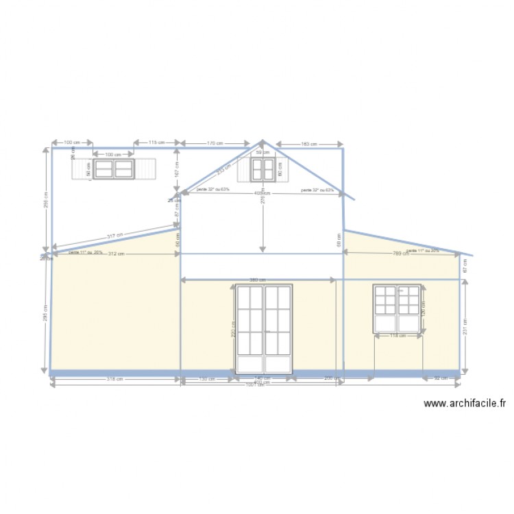 ducos vue de face. Plan de 0 pièce et 0 m2