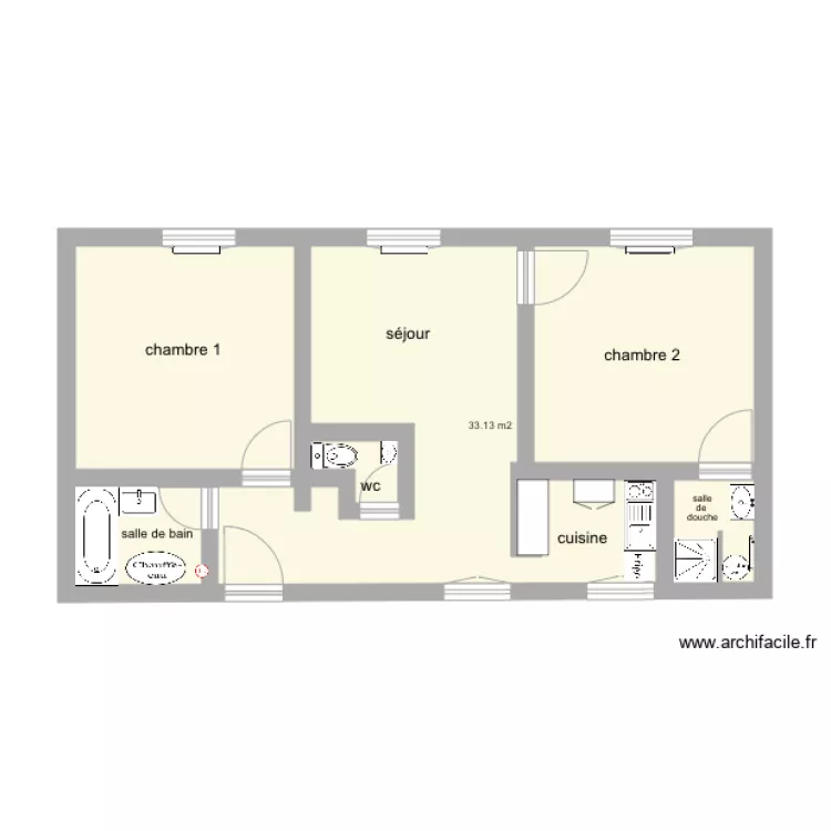 plan 3 pi&egrave;ces. Plan de 