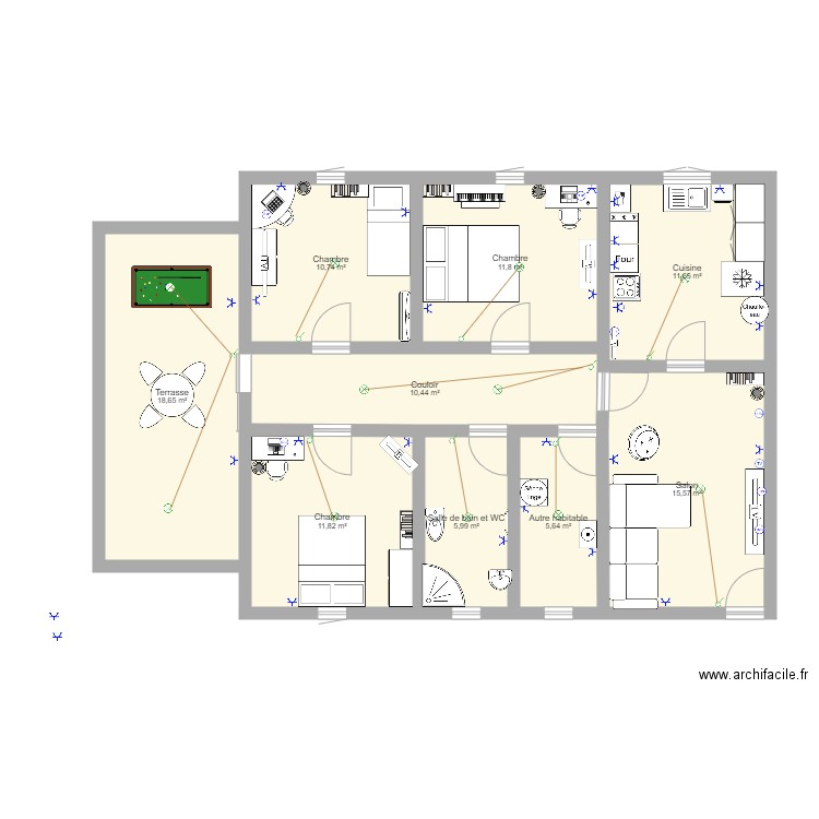 maison de raihere . Plan de 9 pièces et 102 m2