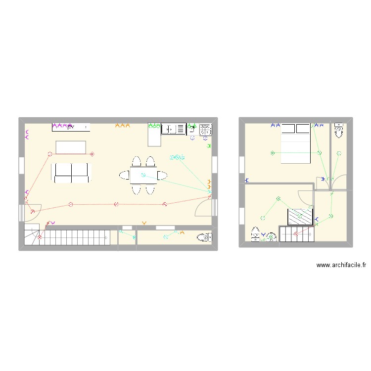 Maison Tony. Plan de 7 pièces et 74 m2