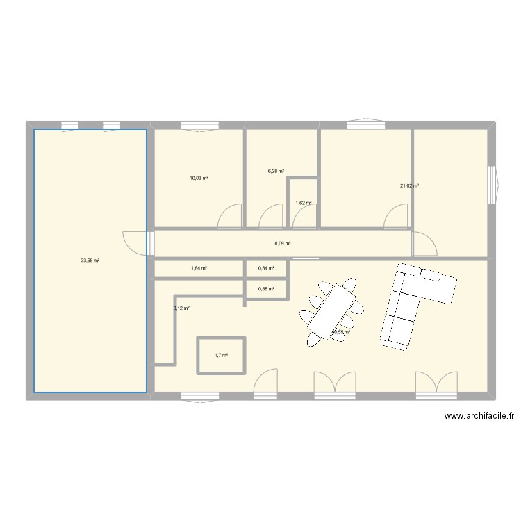 71 ch des grottes V2. Plan de 12 pièces et 132 m2