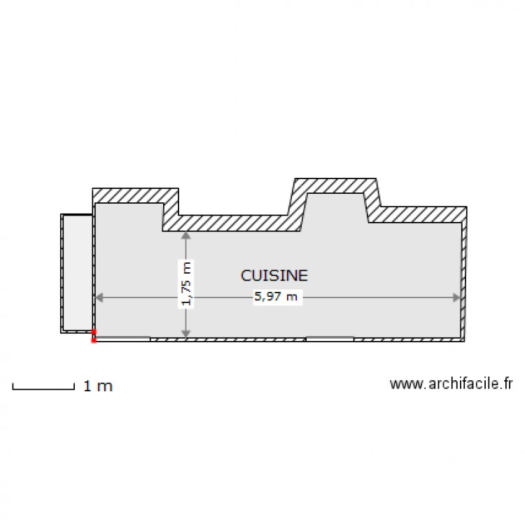 cuisine cornillé état actuel. Plan de 0 pièce et 0 m2