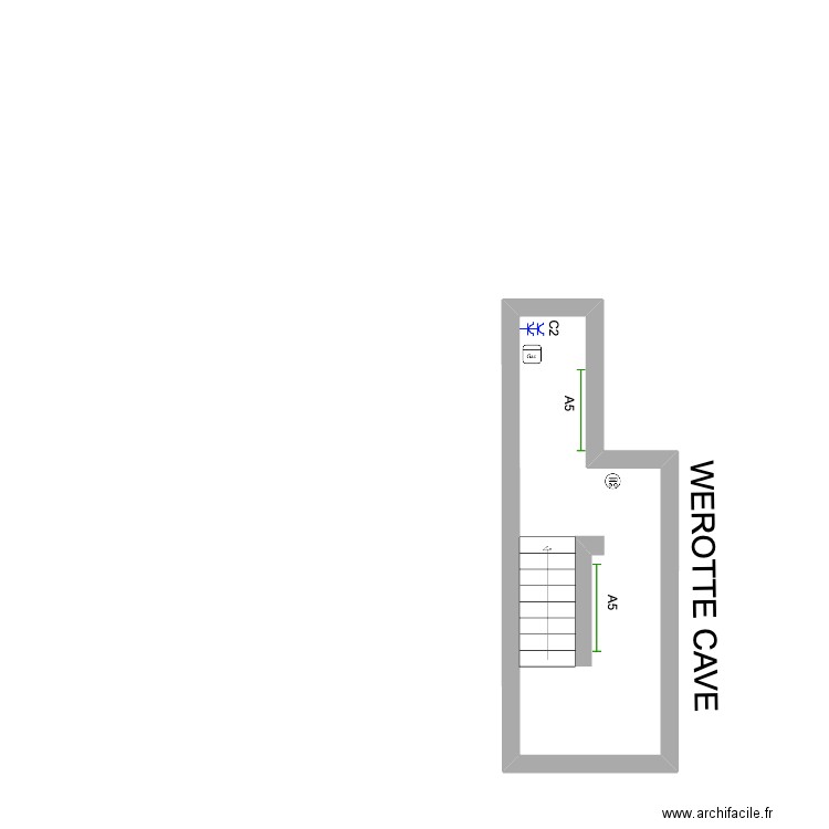 WEROTTE Cave'. Plan de 1 pièce et 12 m2