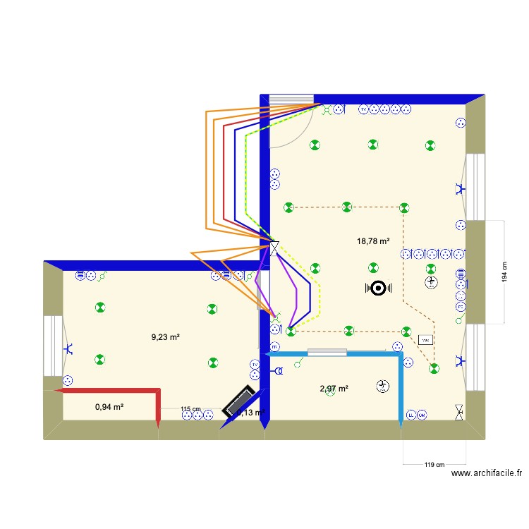 Louis Pasteur Lumières Salon circuit 1. Plan de 5 pièces et 32 m2